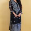 Chiffon Straight Kurti with Mirror Work 100020
